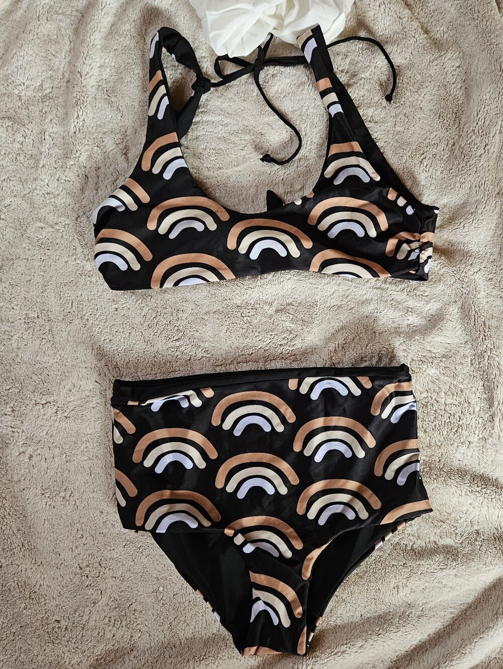 Reverseable Rainbow Print/black Two-Piece Swimsuit
